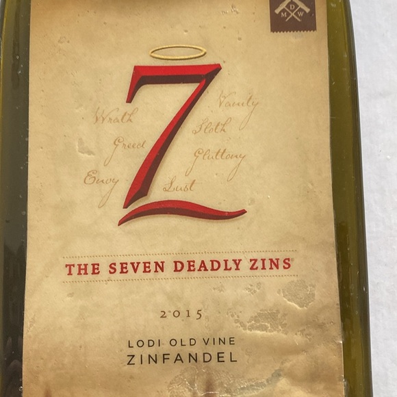 Seven Deadly Zins Flattened Wine Bottle for Decor/Tray or Spoon Rest - Picture 3 of 5